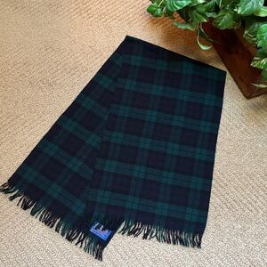 Vintage Pendleton Dark Green and Black Wool Scarf